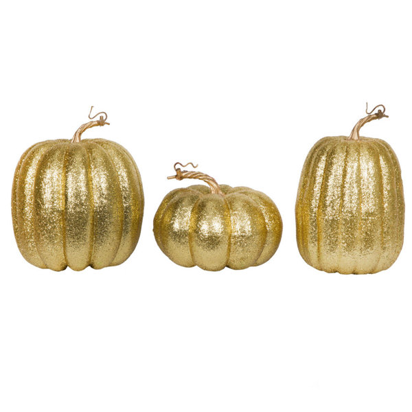 The Holiday Aisle® 8" Glitter Pumpkins Assorted Set & Reviews Wayfair